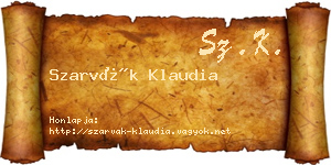 Szarvák Klaudia névjegykártya