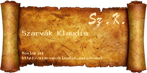 Szarvák Klaudia névjegykártya